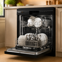 Black Freestanding Dishwasher with 6 Washing Programs
