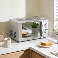 Komore CMW20MSS-DX 20L Countertop Microwave | 700W Compact Design with 6 Cooking Levels
