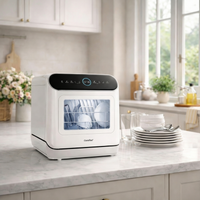 White Countertop Dishwasher with a Visible Door