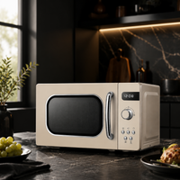 800W 20L Retro Microwave Oven with LED Display, Auto Defrost for Small Kitchen & Apartment