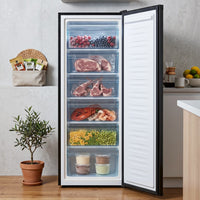 175L Black Upright Freezer with 6 Drawers, Freestanding Deep Freezer for Home & Garage
